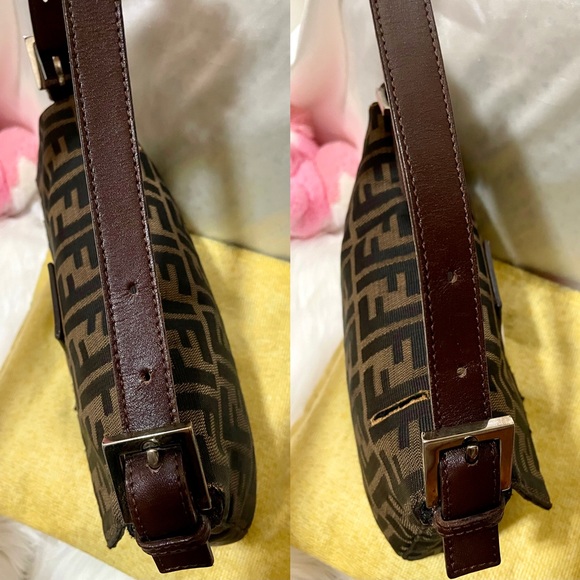 🤍VTG FENDI BAGUETTE ZUCCA Zucchino TOBACCO Pochette Shoulder Bag🤍🍬 - Picture 14 of 17